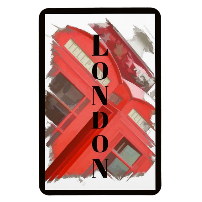 London England Retro Red Mobil Booth Magnet (Vertikal)