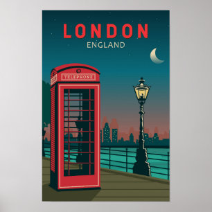 London England Retro Resemål Konst Vintage Poster