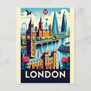 London England Retro Resemålning Affisch Konst Vykort