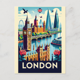London England Retro Resemålning Affisch Konst Vykort