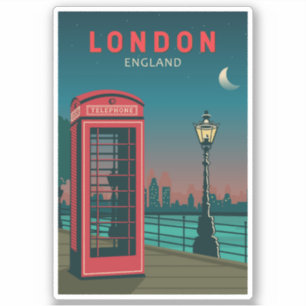 London England Retro Travel Art Vintage Klistermärken