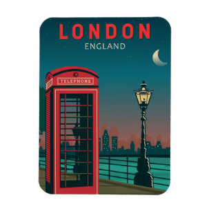 London England Retro Travel Art Vintage Magnet