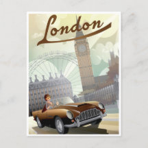 London England Retro Travel Art Vintage välkommen