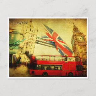 London England Retro Travel Art Vintage välkommen Vykort