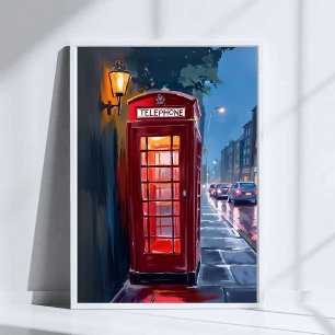 London England Röd Telefonkiosk Resa Konst Poster
