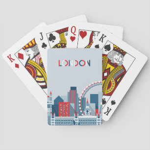 London, England Röd, vit och blå Skyline Casinokort