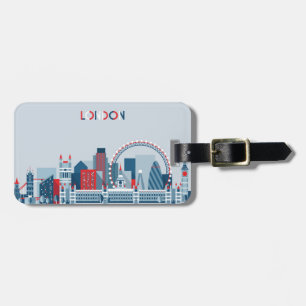 London England röd, vit- och blåtthorisont Bagagebricka