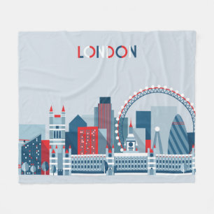 London England röd, vit- och blåtthorisont Fleecefilt