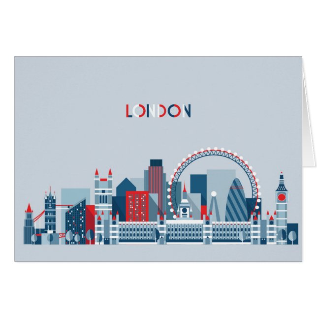 London England | röd, vit- och blåtthorisont Hälsningskort (Framsidan Horizontal)