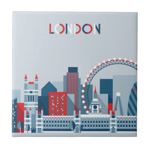 London England röd, vit- och blåtthorisont Kakelplatta