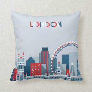 London England röd, vit- och blåtthorisont Kudde