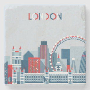 London England röd, vit- och blåtthorisont Stenunderlägg