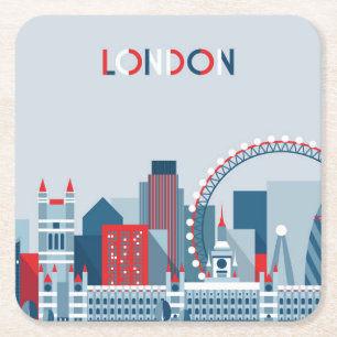 London England röd, vit- och blåtthorisont Underlägg Papper Kvadrat