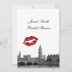 London England Siluett Kyss #1 SV Bröllopsdusch Inbjudningar