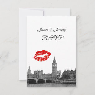 London England Siluett Kyss BW RSVP #2 OSA Kort