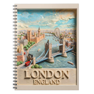 London England Siluett Vintage Texturerad Resa Kon Anteckningsbok