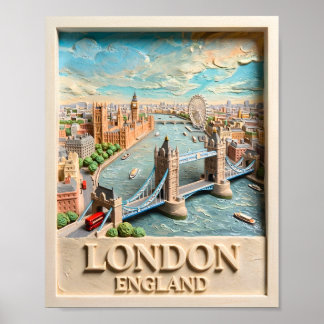 London England Siluett Vintage Texturerad Resa Kon Poster