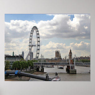 London England Skyline, Big Ben, London Öga,Thames Poster