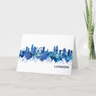 London England Skyline Blue Helgkort