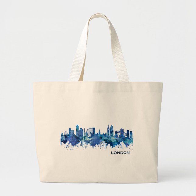 London England Skyline Blue Jumbo Tygkasse (Framsidan)