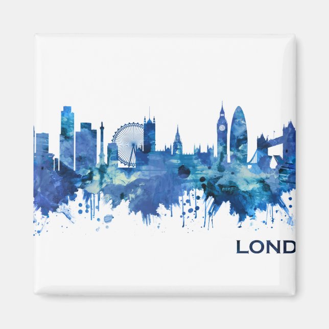 London England Skyline Blue Magnet (Framsidan)