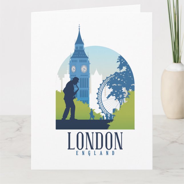 London England Skyline Greeting Card Kort (Framsida)
