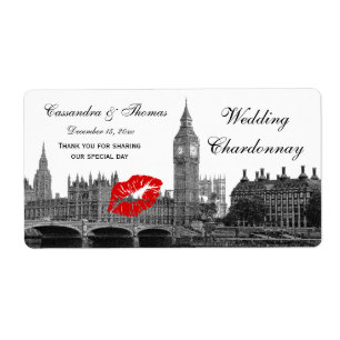 London England Skyline Kiss #1 BW H Vin-etikett Fraktsedel