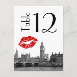London England Skyline Kiss BW-Bordsnummer Card Vykort