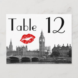 London England Skyline Kiss BW-Bordsnummer Card Vykort