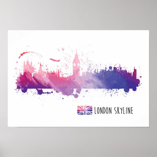 London England Skyline Stänk Poster (Framsidan)