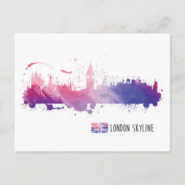 London England Skyline Stänk Vykort (Framsida)