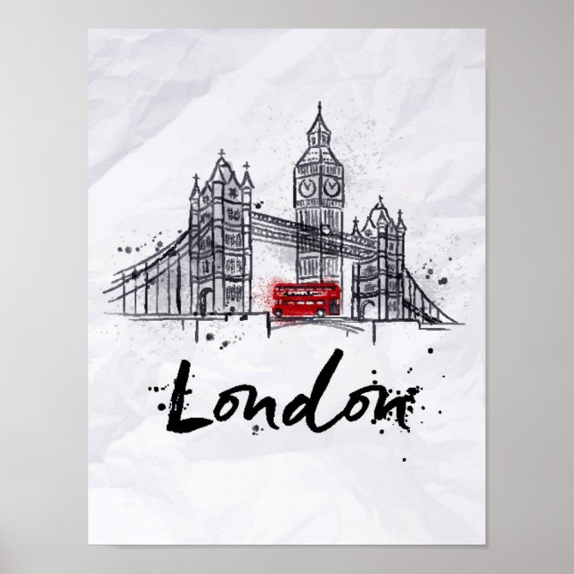 London, England | Splashy Artwork Poster (Framsidan)
