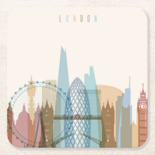 London England stadshorisont Underlägg Papper Kvadrat