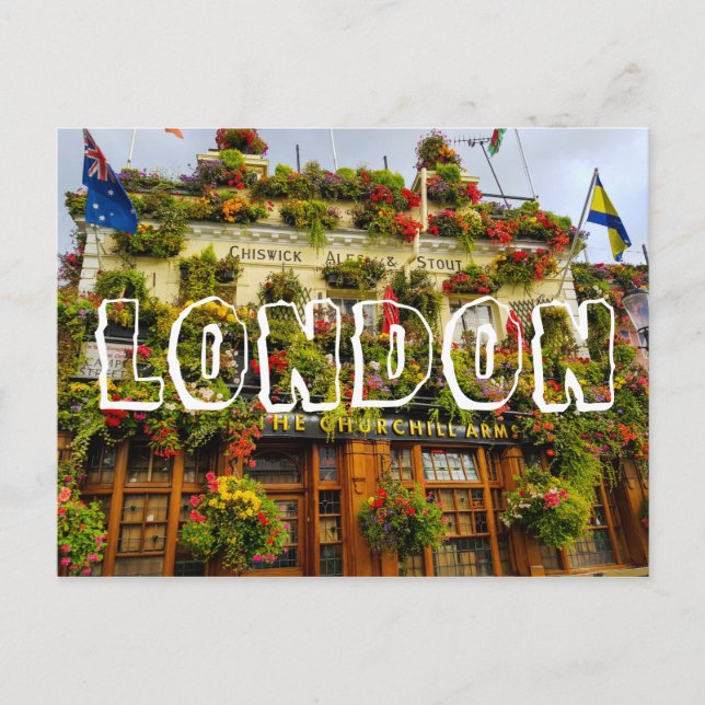 London England Storbritannien Churchill Arms Vykort (Framsida)