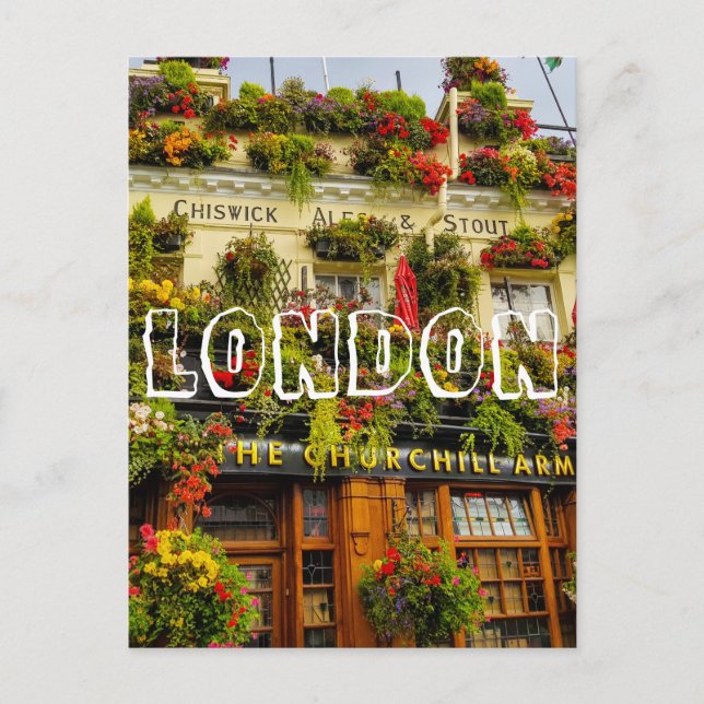London England Storbritannien Churchill Arms Vykort (Framsida)