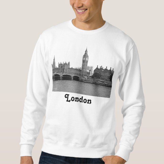 London England Storbritannien Siluett Etsad Sweatshirt (Framsida)