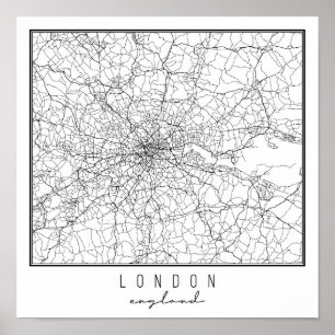 London England Street Karta Poster