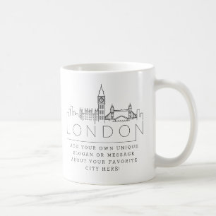 London, England Stylized Skyline   Anpassningsbar  Kaffemugg