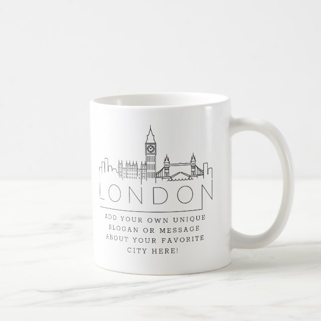 London, England Stylized Skyline | Anpassningsbar  Kaffemugg (Höger)