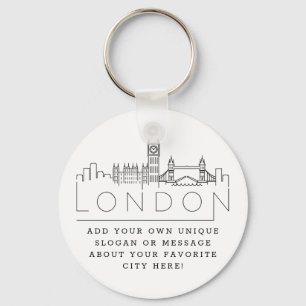 London, England Stylized Skyline Anpassningsbar S Nyckelring