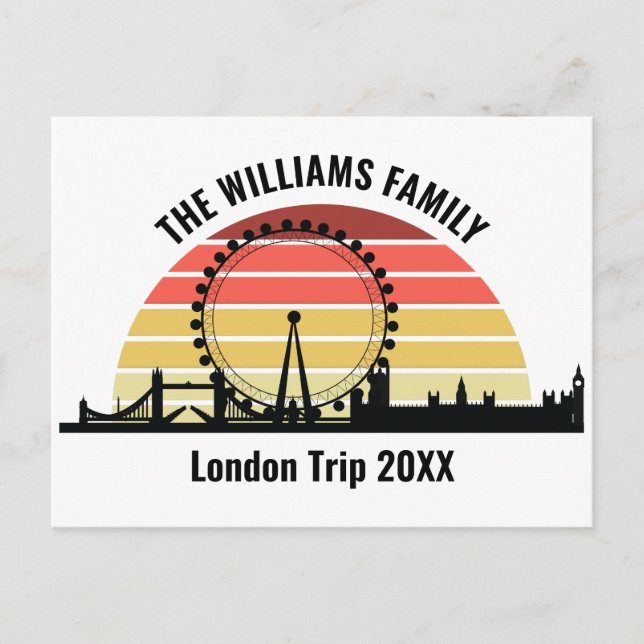 London England Sunset Anpassningsbar Family Resa Vykort (Framsida)
