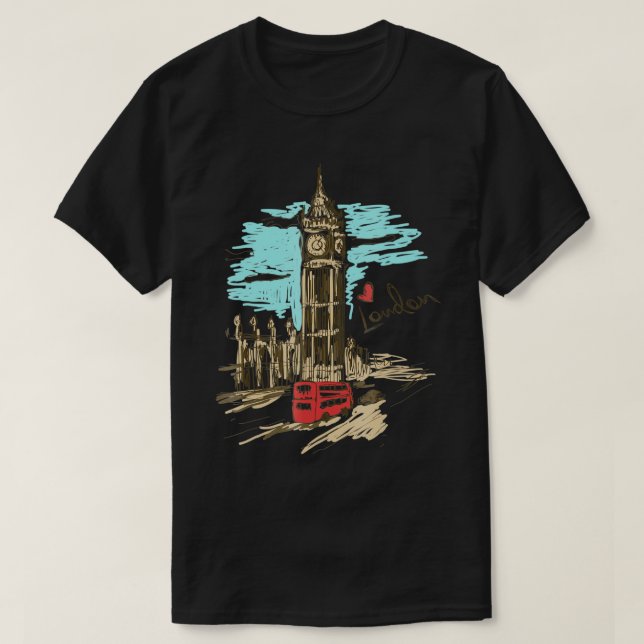 London England T-Shirt- Retro Souvenir Kärlek Lond T Shirt (Design framsida)