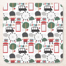 London England tema underläggs Underlägg Papper Kvadrat