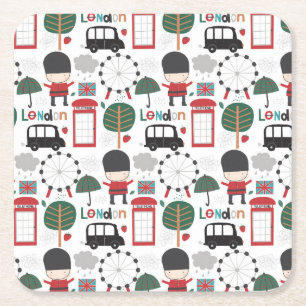 London England tema underläggs Underlägg Papper Kvadrat