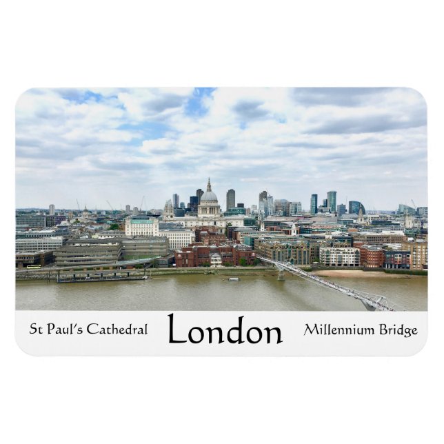London England Thames River St Paul's Cathedral Magnet (Horisontell)