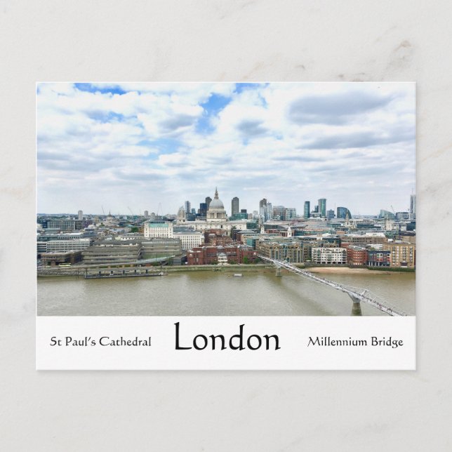 London England Thames River & St Paul's Cathedral Vykort (Framsida)