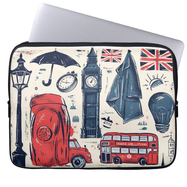 London England themed Laptop Fodral (Framsidan)