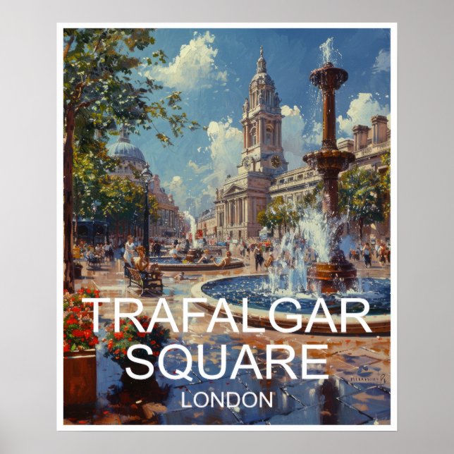 London England Trafalgar Square Travel Poster (Framsidan)