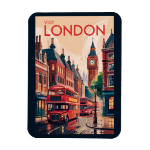 London England Travel Art Vintage Magnet