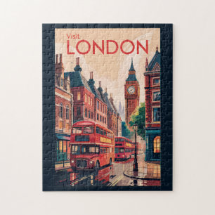 London England Travel Art Vintage Pussel